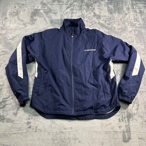 Brooks Navy‎ White Mens Medium Windbreaker Jacket Full Zip Athletic USA Navy